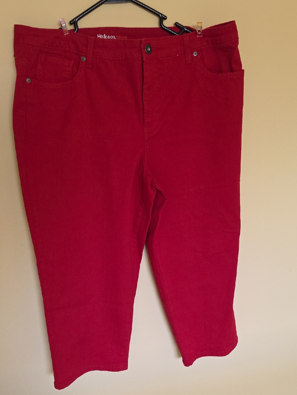Style & Co Denim Crop Red Denim Jeans for Women Size 16